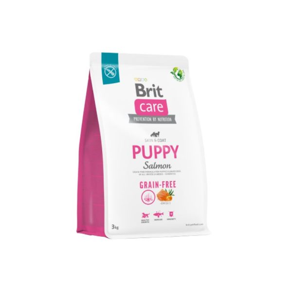 Brit Care Puppy Salmon es una fórmula hipoalergénica libre de granos para cachorros y perros jóvenes de todas las razas (4 semanas – 12 meses). Ideal también para perras gestantes. Fórmula hipoalergénica libre de granos para cachorros y perros jóvenes de todas las razas (4 semanas – 12 meses). Ideal también para perras gestantes. Alimento Super Premium libre de granos para el desarrollo saludable de cachorros. Contiene proteínas de alta calidad y ácidos grasos para promover la salud de la piel y pelaje; del desarrollo cognitivo y de una condición corporal óptima. Fórmula ideal para perros que requieren cuidados exigentes de su pelaje y una condición física óptima.