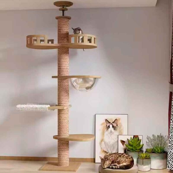 Torre para Gato de 2,6 Metros Pro está siseñada para ofrecer un paraíso vertical a tu mascota, esta torre combina funcionalidad, comodidad y estilo en un paquete excepcional. Con características avanzadas y una altura impresionante, esta torre es ideal para departamentos y hogares donde el espacio vertical es clave.