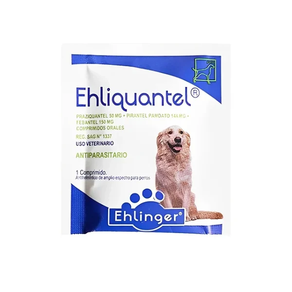 Ehliquantel es un antiparasitario interno de amplio espectro que esta indicado para  el control de infestaciones causadas por tenias (Echinococcus granulosus, Dipylidium caninum y Taenia spp.), y nematodos (Toxocara canis, Toxascaris leonina, Uncinaria stenocephala, Ancylostoma caninum y Trichuris vulpis), en el perro.