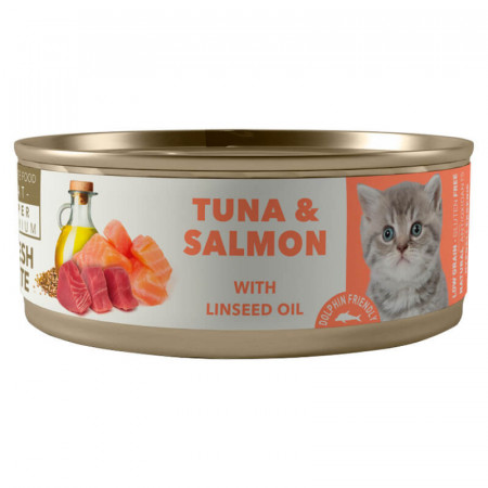 PATE PARA GATOS SUPER PREMIUM KITTENM 80 GRS. ATUN Y SALMON