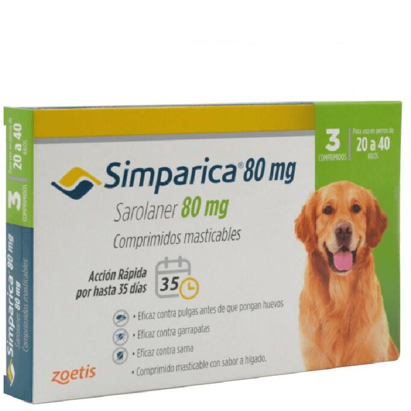 Simparica para Perros 20 a 40 KG 3 Comp.